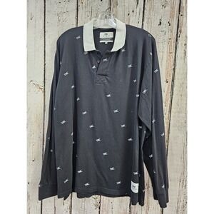 Men's XL Ethik WorldWide Long Sleeve Black & White Polo Shirt T-Shirt Top EUC!